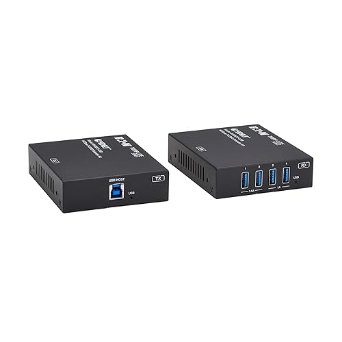 Tripp Lite 4-Port USB Extender Over Ethernet Kit, HDBaseT-USB3 Over Cat6a, 5 Gbps USB-A 3.2 Gen 1, Up to 328 Feet / 100 Meters, Power Over Cable, RS-232, TAA Compliant, 1-Year Warranty (BHDBT3-USB)