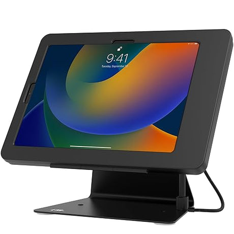 CTA Desktop Anti Theft Stand Kiosk Stand with Stylus, Tether, and Aluminum Enclosure for iPad 10th Gen, 10.9” iPad Air, and 11” iPad Pro - Black - (PAD-DASB109)