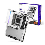 NZXT N9 X870E - AMD X870E AM5 ATX Gaming Motherboard for Ryzen 9000/8000/7000-20+2+1, DDR5, 4X M.2, PCIe 5.0, Wi-Fi 7, 5GbE, USB 4 – M.2 Quick-Release Latches, Full-Metal Cover, White PCB
