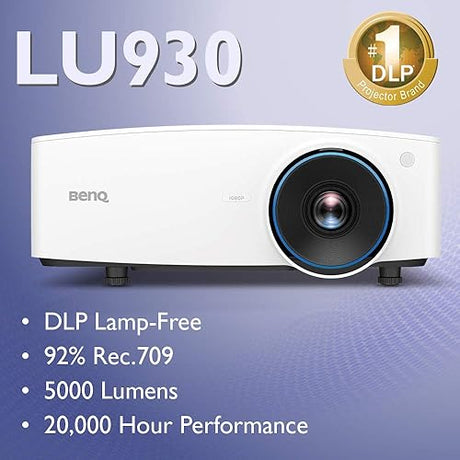 BenQ LU930 WUXGA DLP Lamp-Free Laser Projector, 5000 ANSI Lumens, Color Accurate, Maintenance-Free, 24/7 Operation, Lens Shift, 20,000 hour laser life, Network control, HDMI