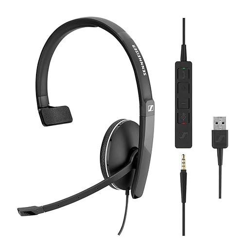 Sennheiser SC 135 USB (508316) - Single-Sided (Monaural) Headset for Business Professionals | with HD Stereo Sound, Noise-Canceling Microphone, & USB Connector (Black), Adjustable