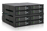 ICY DOCK Rugged 8 x 2.5 SAS/SATA HDD/SSD Mobile Rack Enclosure for 2 x 5.25 Bay (2 x Mini-SAS HD) | ToughArmor MB508SP-B 2x 4 Bay
