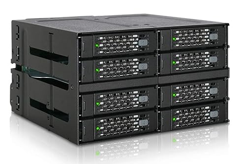 ICY DOCK Rugged 8 x 2.5 SAS/SATA HDD/SSD Mobile Rack Enclosure for 2 x 5.25 Bay (2 x Mini-SAS HD) | ToughArmor MB508SP-B 2x 4 Bay