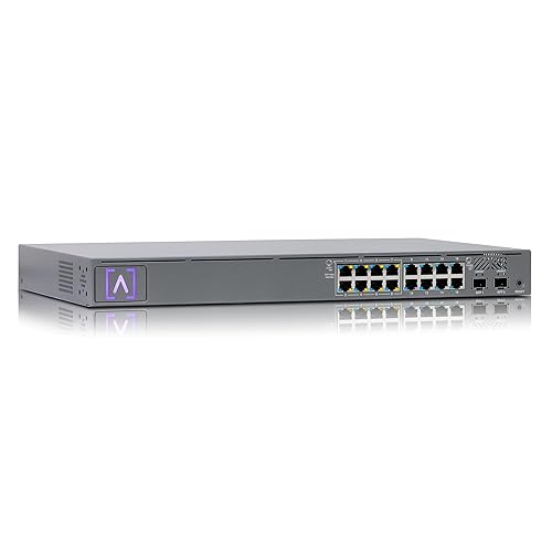 Alta Labs S16-POE Cloud-Managed PoE+ Switch w/ 16 Gigabit Ethernet Ports and 2 SFP Ports, Power Over Ethernet on 8 Ports, 120W PoE Budget, 2 SFP Ports Support Up to 1 Gbps Fiber or Copper Connections