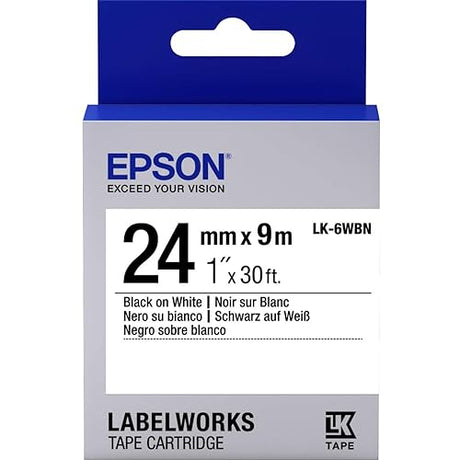 Epson LabelWorks Standard LK (Replaces LC) Tape Cartridge ~1 Black on White (LK-6WBN) - for use with LabelWork LW-600P and LW-700 Label Printers