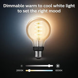 Philips Hue White Ambiance 7W Equivalent 40W Filament G25 Base E26 LED Smart Bulb, Warm-to-Cool White Light, Bluetooth & Zigbee Compatible, Voice Activated with Alexa