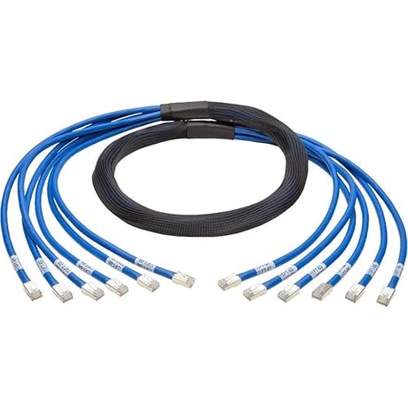 Tripp Lite Augmented Cat6/Cat6a Pre-Terminated Copper Trunk Bundle, (6X) RJ45 (M/M), 10' (N261-010-6MM-BL), Blue