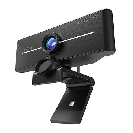 Creative Live! Cam Sync 4K UHD USB Webcam with Backlight Compensation, Up to 40 FPS, 95° Wide-Angle Lens, Privacy Lens, Built-in Mics, Plug & Play for PC and Mac… 4K UHD with Backlight Compensation