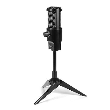 Aluratek USB Omnidirectional Microphone for Laptop, PC, and Mac, with Condenser, Adjustable Stand, for Streaming, Recording, Podcasting, YouTube, Zoom, (AUVM01F), Black