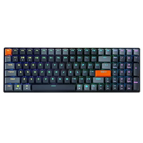 Adesso EasyTouch 1200 Wired/Wireless/Bluetooth Mechanical Keyboard, RGB Illuminated, Multi-OS, QMK/VIA Customizable, Hot Swappable, Red Switch, Copilot AI Hotkey, USB-C, 4000mAh Battery