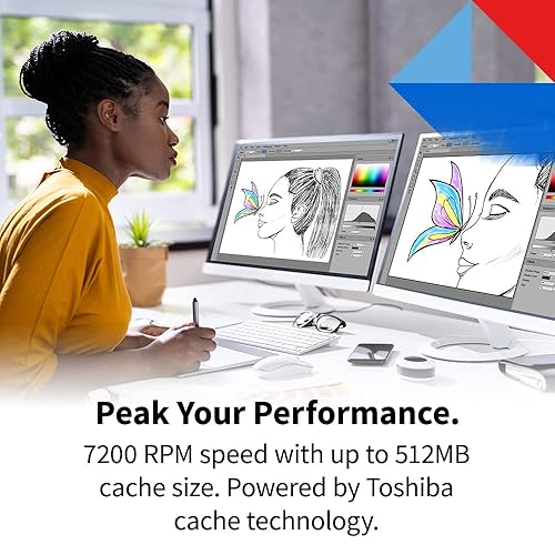 Toshiba X300 PRO 6TB High Workload Performance for Creative Professionals 3.5-Inch Internal Hard Drive – Up to 300 TB/Year Workload Rate CMR SATA 6 GB/s 7200 RPM 512 MB Cache - HDWR760XZSTB