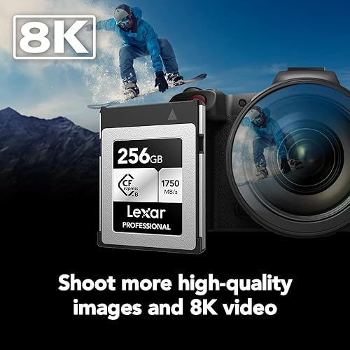 Lexar 256GB Professional CFexpress Type B Silver Series Memory Card, for Photographers, Videographers, Up to 1750/1300 MB/s, 8K Video (LCXEXSL256G-RNENG) 256GB Type B Silver