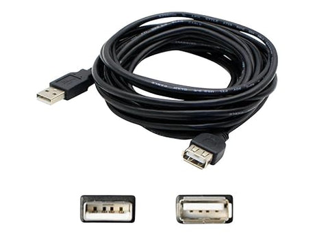 Add-On Computer 5 Pack of 4.57m (15.00') USB 2.0 (A) Male to Female Black Extension Cable (USBEXTAA15-5PK)