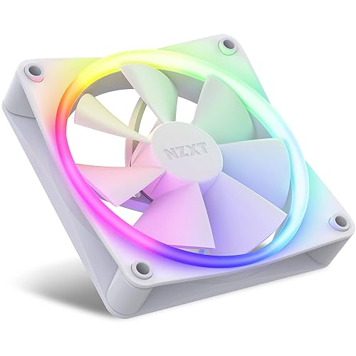 NZXT F120 RGB Fans - RF-R12TF-W1 - Advanced RGB Lighting Customization - Whisper Quiet Cooling - Triple (RGB Fan & Controller Included) - 120mm Fan - White