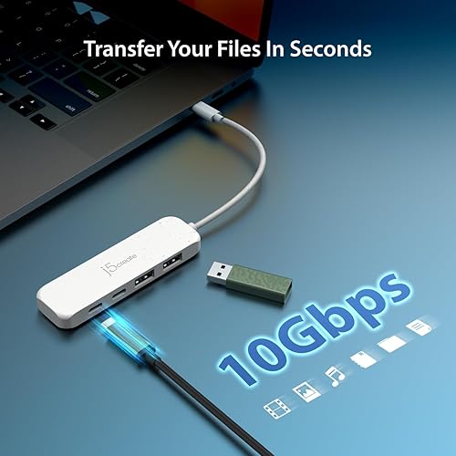 j5create 4-in-1 USB-C to 4-Port Type-A & Type-C Hub(Eco-Friendly), USB-C Hub with 10 Gbps 2 USB-A & 2 USB-C | Compatible with MacBook Pro, MacBook Air, iPad, Mac Mini and More Type C Devices(JCH342EW) Natural White