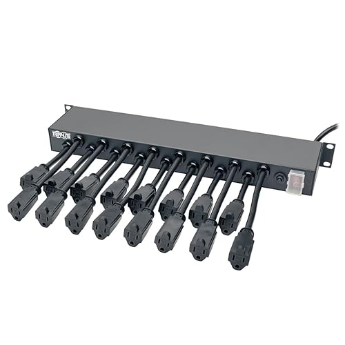 TRIPP LITE PS1916D1U 120V 16 Outlet 1U Rack-Mount AC, 15' Cord 15A Charger Power Strip, Black