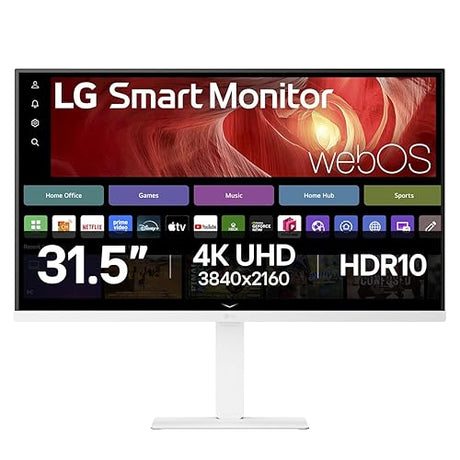 LG 31.5 32U720SA 4K UHD Smart Monitor with webOS, Bluetooth, USB-C (65W), 90% DCI-P3, Remote PC Access, Tilt Stand