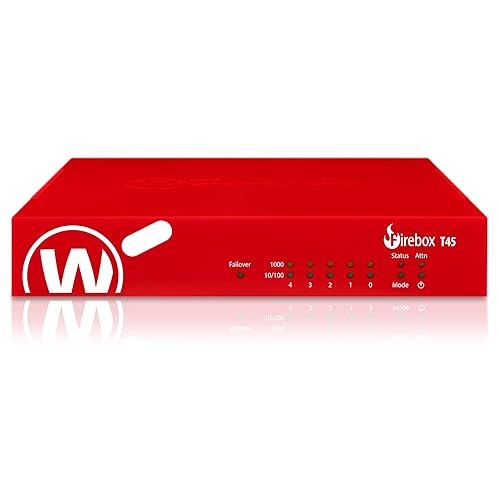 WatchGuard Firebox T45-PoE Network Security Appliance with 1 Year Basic Security Suite License - Advanced Firewall, VPN, Intrusion Prevention (WGT47031-US)