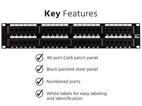 Monoprice Patch Panel (568A/B Compatible) Cat6 2U 48