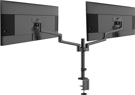 MSI PRO MT81D - Premium Aluminum Dual Monitor Stand Arms, Supports 17-32 & 17.6 lbs per Screen, VESA Compatible, Adjustable Desk Mount, Clamp & Grommet Base, Quick Release Plate - Black