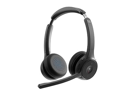Cisco Headset 722Q, Wireless Dual On-Ear Bluetooth Headphones, Microsoft Teams Button, USB-A HD Bluetooth Adapter, Soft Case, Carbon Black, 2-Year Limited Liability Warranty (HS-WL-722Q-BUNA-C)