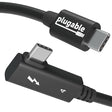 Plugable Thunderbolt 4 Cable Right Angle 40Gbps with 240W EPR Charging, 8K Display, Intel Certified 2.6 Feet (80CM) Compatible with USB4, Thunderbolt 3, USB C, iPad, MacBook, Windows (TBT4-240W-80CMR)