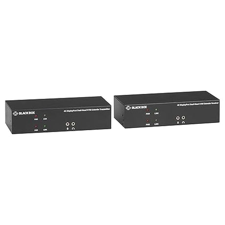 Black Box KVXLCDPF-200 KVM Extender Over Fiber - 4K, Dual-Head, DISPLAYPORT, USB 2.0, Serial, Audio, LO