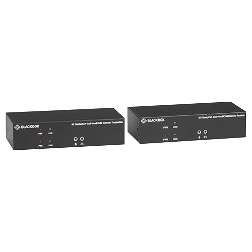 Black Box KVXLCDPF-200 KVM Extender Over Fiber - 4K, Dual-Head, DISPLAYPORT, USB 2.0, Serial, Audio, LO