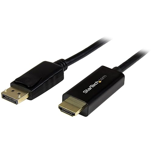 StarTech.com 6ft (2m) DisplayPort to HDMI Cable - 4K 30Hz - DisplayPort to HDMI Adapter Cable - DP 1.2 to HDMI Monitor Cable Converter - Latching DP Connector - Passive DP to HDMI Cord (DP2HDMM2MB) 6.6 feet Cable