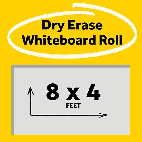 Post-it Dry Erase Whiteboard Film Surface for Walls, Doors, Tables, Chalkboards, Whiteboards, and More, Removable, Stain-Proof, Easy Installation, 8 ft x 4 ft Roll (DEF8X4), Model Number: DEF8x4