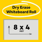 Post-it Dry Erase Whiteboard Film Surface for Walls, Doors, Tables, Chalkboards, Whiteboards, and More, Removable, Stain-Proof, Easy Installation, 8 ft x 4 ft Roll (DEF8X4), Model Number: DEF8x4