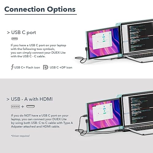 Duex Lite New Mobile Pixels Portable Monitor (2025 Upgraded), 12.5 Full HD IPS Laptop Screen Extender, USB C/HDMI Powered Plug and Play,Windows/Mac/Android/Switch Compatible (Jadeite Green) 12.5 Duex Lite (Jadeite Green)
