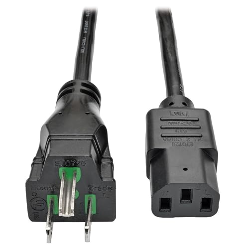 Tripp Lite 8ft Computer Power Cord Coiled Hospital Medical Cable 5-15P To C13 10A 18AWG 8' - P006-C08-HG10
