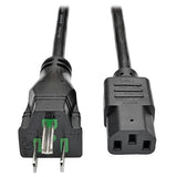 Tripp Lite 8ft Computer Power Cord Coiled Hospital Medical Cable 5-15P To C13 10A 18AWG 8' - P006-C08-HG10