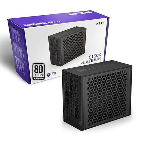 NZXT C1500 Platinum ATX 3.1 | Fully Modular Low-Noise PC Gaming Power Supply | 1500 Watts | 80 Plus Platinum| Dual 12V-2x6 Connectors | Zero Fan Mode | 100% Japanese Capacitors | Black C Series ATX 3.1 Black 1500W Platinum
