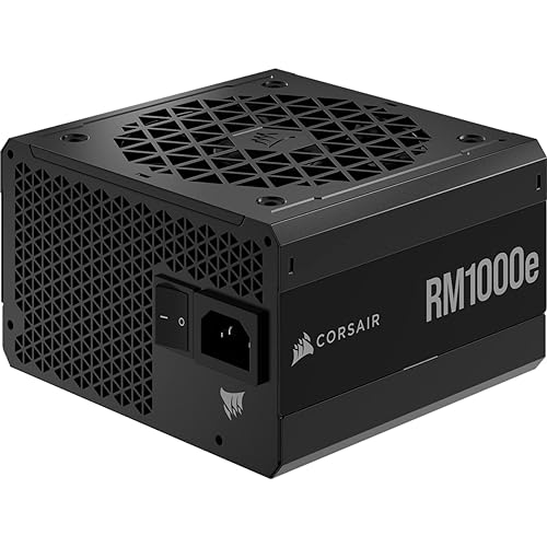 Corsair RM1000e Fully Modular Low-Noise ATX Power Supply (Dual EPS12V Connectors, Low-Noise, 105°C-Rated Capacitors, 80 PLUS Gold-Certified Efficiency, Modern Standby Support) Black RMe (2022) 1000 Watt Black
