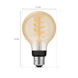 Philips Hue White Ambiance 7W Equivalent 40W Filament G25 Base E26 LED Smart Bulb, Warm-to-Cool White Light, Bluetooth & Zigbee Compatible, Voice Activated with Alexa
