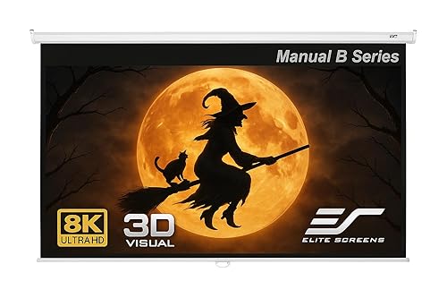 Elite Screens Manual B 100-INCH Manual Pull Down Projector Screen Diagonal 16:9 Diag 4K 8K 3D Ultra HDR HD Ready Home Theater Movie Theatre White Projection Screen with Slow Retract Mechanism M100H 16:9, 100-inch