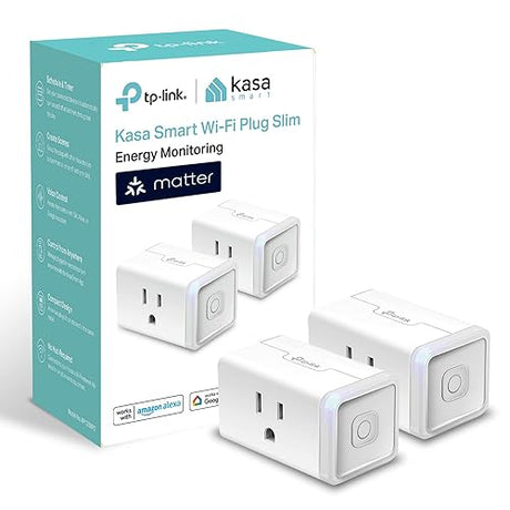 Kasa Matter Smart Plug w/ Energy Monitoring, Compact Design, 15A/1800W Max, Super Easy Setup, Works with Apple Home, Alexa & Google Home, UL Certified, 2.4G Wi-Fi Only, White, KP125M (2-Pack) 2-Pack Matter Smart Plug w/ Energy Monitoring