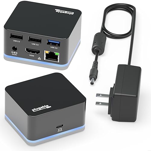 Plugable USB-C Wired Cube Mini Docking Station - Compact HDMI, Gigabit Ethernet, and 3 USB Ports - Works with USB-C, USB4, and Thunderbolt, MacBook, Windows, Chromebook - No Host Charging