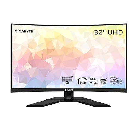 GIGABYTE M32UC 32'' 144Hz (160Hz OC) 4K UHD Curved Gaming Monitor, SS VA, 3840x2160 Display, 1ms Response Time (MPRT), 1x DisplayPort 1.4, 2X HDMI 2.1, 1x USB Type-C, 4X USB 3.2