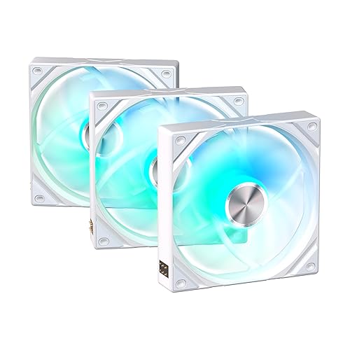 TRYX ROTA SL ARGB White 120mm Case Fan Reverse 3in1 Pogo-Pin Connection with Magnetic Cable Gen2 ARGB Light Quiet Triple PC Case Fan