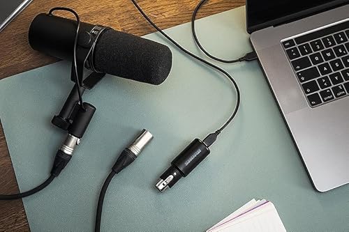 Shure MVX2U XLR-to-USB Interface with Headphone Jack, 60dB Gain, Zero-Latency Monitoring, 48V Phantom Power, ShurePlus App, USB-C Cable AUDIO INTERFACE