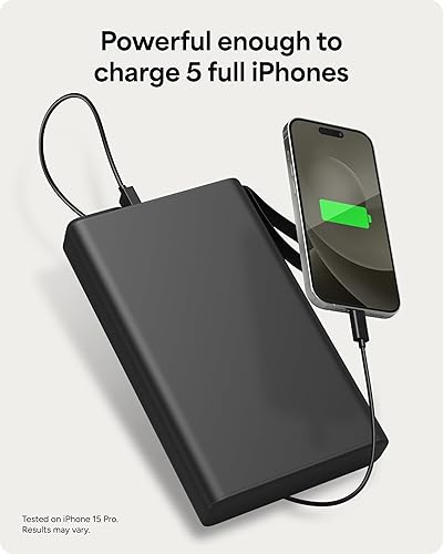 mophie powerstation pro AC (2023)-27,000 mAh External Battery compatbile With MacBook&iPad Portable PD battery with 100W of AC&60W USB-C Fast Charge integrated carry strap-USB-C cable included, Black 27,000 mAh Gen 2