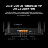 TP-Link Dual-Band BE3600 Wi-Fi 7 Router (Archer BE230) - 4-Stream 3.6 Gbps, 2×2.5G + 3×1G Ports, USB 3.0, 2.0 GHz Quad Core, 4 Antennas, VPN Clients & Server, EasyMesh, HomeShield, MLO, Private IOT