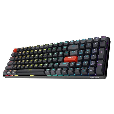 Adesso EasyTouch 1200 Wired/Wireless/Bluetooth Mechanical Keyboard, RGB Illuminated, Multi-OS, QMK/VIA Customizable, Hot Swappable, Red Switch, Copilot AI Hotkey, USB-C, 4000mAh Battery