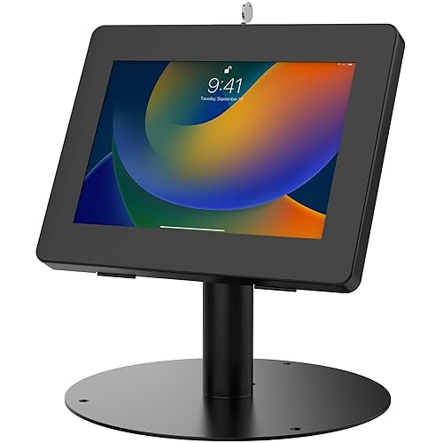 Premium Retail POS Stand – CTA Upscale Tablet Kiosk Stand with 360 Rotation & Locking – for iPad 11 (A16) - Pro 11-inch M4 - Air 11-inch M3- iPad 10th Gen - Galaxy Tab & More Tablets Medium Size Tablets Key Lock Black