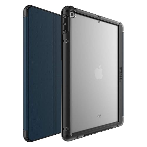 OtterBox SYMMETRY FOLIO SERIES Case for iPad 7th, 8th & 9th Gen (10.2" Display - 2019, 2020 & 2021 version) - Retail Packaging - COASTAL EVENING (CLEAR/BLACK/BLAZER BLUE) Series Case iPad 7th/8th Gen Coastal Evening