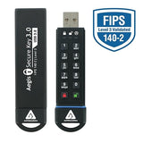 Apricorn Aegis Secure Key 120 GB FIPS 140-2 Level 3 Validated 256-bit Encryption USB 3.0 Flash Drive (ASK3-120GB)