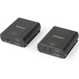 StarTech.com 2 Port USB 2.0 Extender Hub Over Cat5e/Cat6 Cable (RJ45) - 330ft/100m Industrial Metal USB Extender Adapter Kit w/ESD Protection - Externally Powered - 480 Mbps (USB2002EXT2NA)